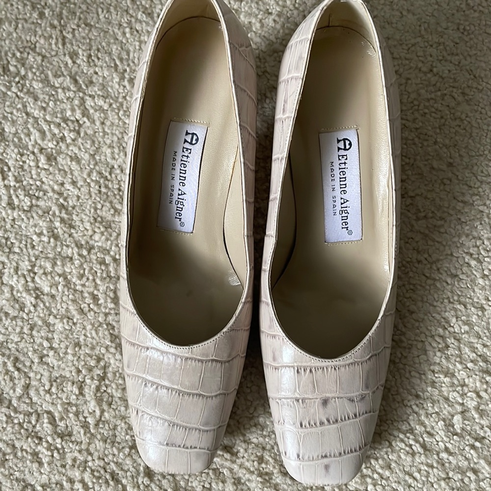 Etienne Aigner Reptile Embossed Leather Pumps